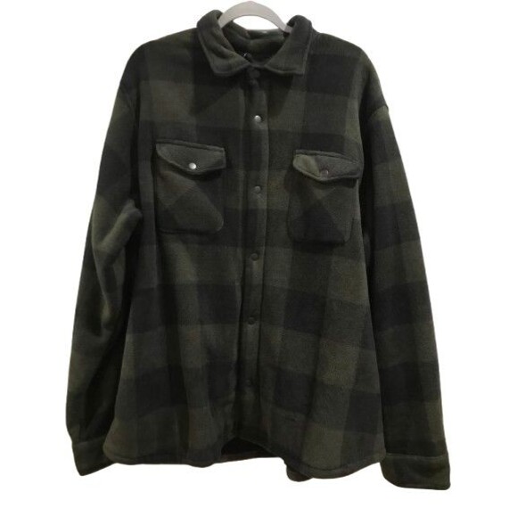 Men's XXL Arctic Fleece Jacket Green Buffalo Check Sonoma Snap Front Sherpa Line - Picture 1 of 3